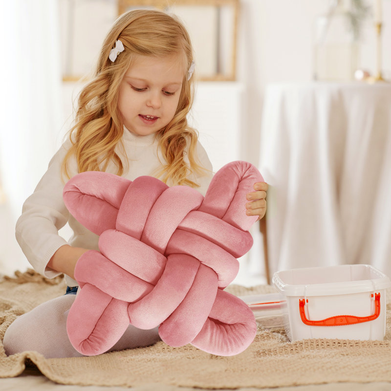 Velvet Knot Throw Pillow, Pink