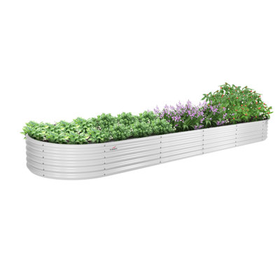 Reetha 12X3X1.5 ft Galvanized Raised Garden Bed（Antique White）