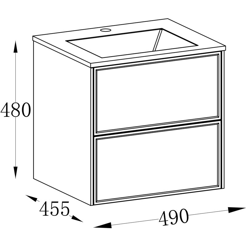 Kessa 490mm Single Bathroom Vanity with Integrated Resin Basin, Matt White