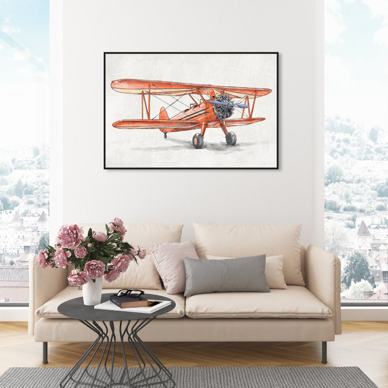 " Transportation Vintage Aviator III, Modern & Contemporary Orange " by Oliver Gal, 30" H x 45" W x 1.5" D
