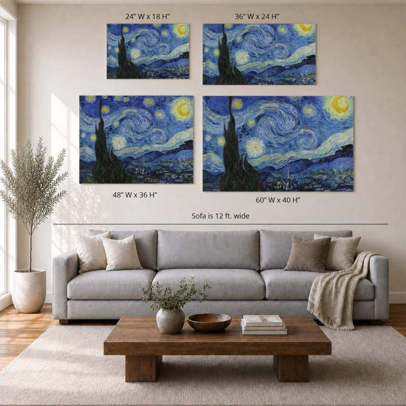 «The Starry Night - Vincent van Gogh» par Vincent Van Gogh - impression sur toile, Gallery Wrapped Canvas / 24" x 18"