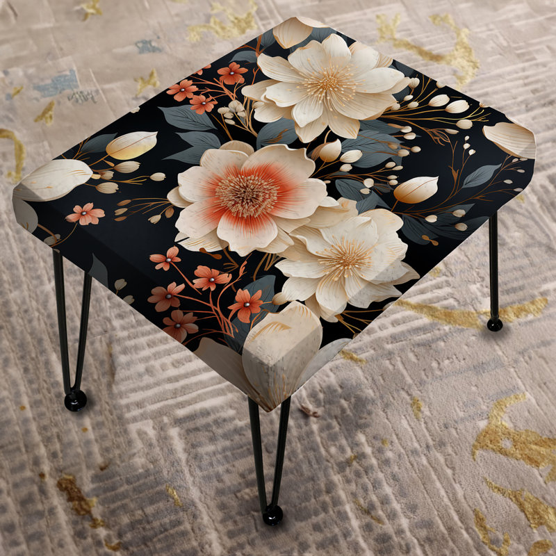 Repose-pieds rectangulaire noir et beige Serena