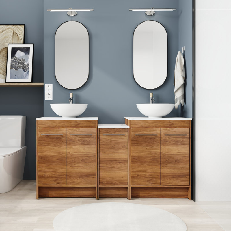 Meuble-lavabo double autoportant 58,8 po Deshraj