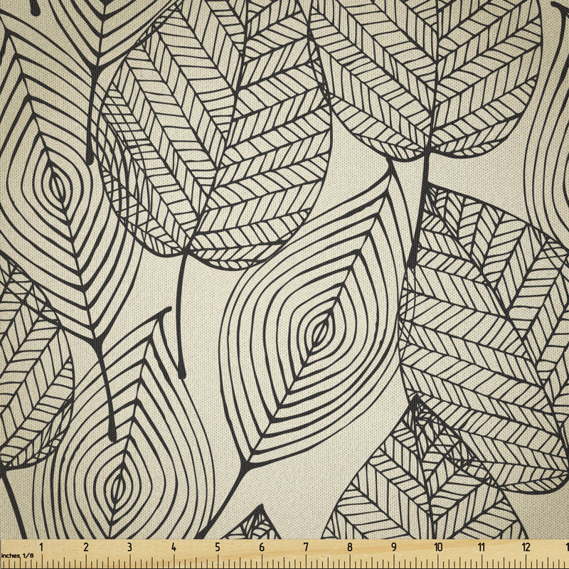 Dasaan Autumn Geometric Leaf Pattern Ornamental Foliage Multi-Purpose Fabric