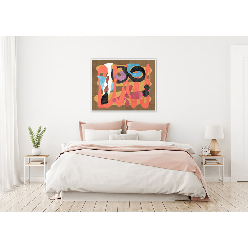 «Organic Mix 1» par Artly, peinture sur toile à cadre flottant, H 32 po x l 42 po x P 2 po, Cadre blanc