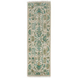 Karina Hand Knotted Wool Oriental Area Rug in Ivory/Green/Gray/Blue
