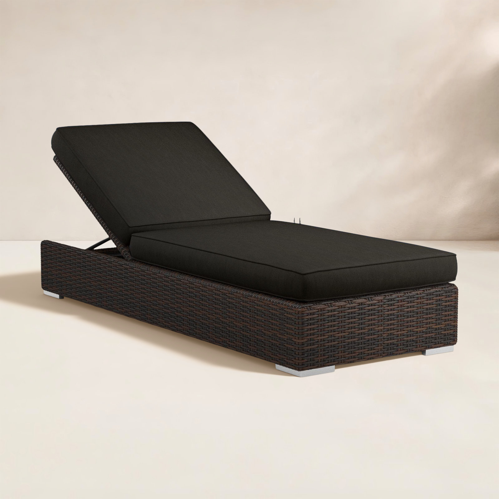 78.75'' Outdoor Resin Wicker Chaise Lounge, Spectrum Carbon Sunbrella® Plainweave