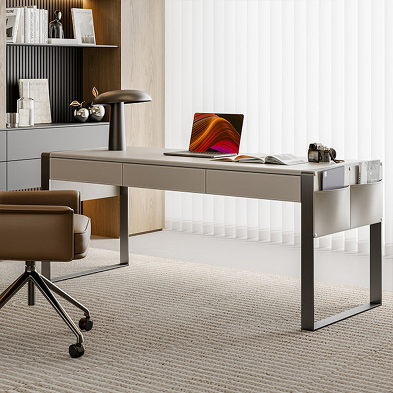 GI802006815820&Color&Size Steel Writing Desk, H 29,53 po x l 70,87 po x P 23,62 po, Beige / blanc