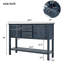 Console de 46 po en bois massif avec 2 tiroirs, armoires et tablette inférieure, armoire de rangement de style rétro pour salle à manger (bleu marine)