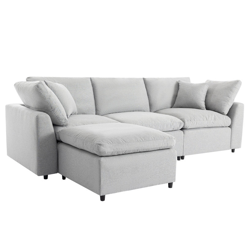 Méridienne réversible en duvet et duvet - modulaire Ustyle, coussins en plumes, modulaire, à fermeture à glissière, accoudoir incliné, canapé modulaire gris avec tissu modulaire Ustyle
