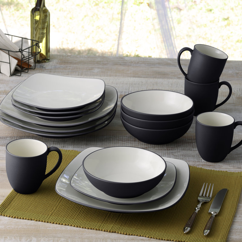 Noritake Colorwave Square Dinner Plates, 10-3/4", Graphite