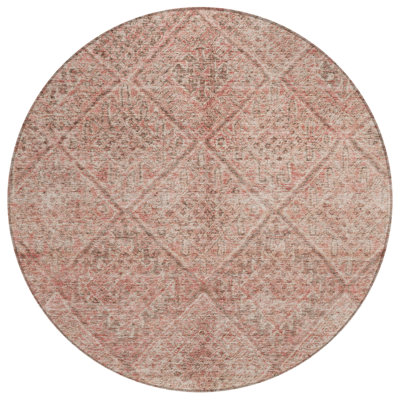 Tapis rond rose et brun 8 po