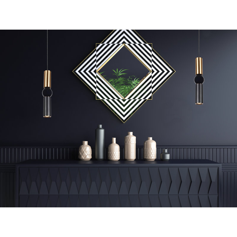 Dossantos 1 - Light Gold Unique/Statement Pendant, Brushed Brass/Black