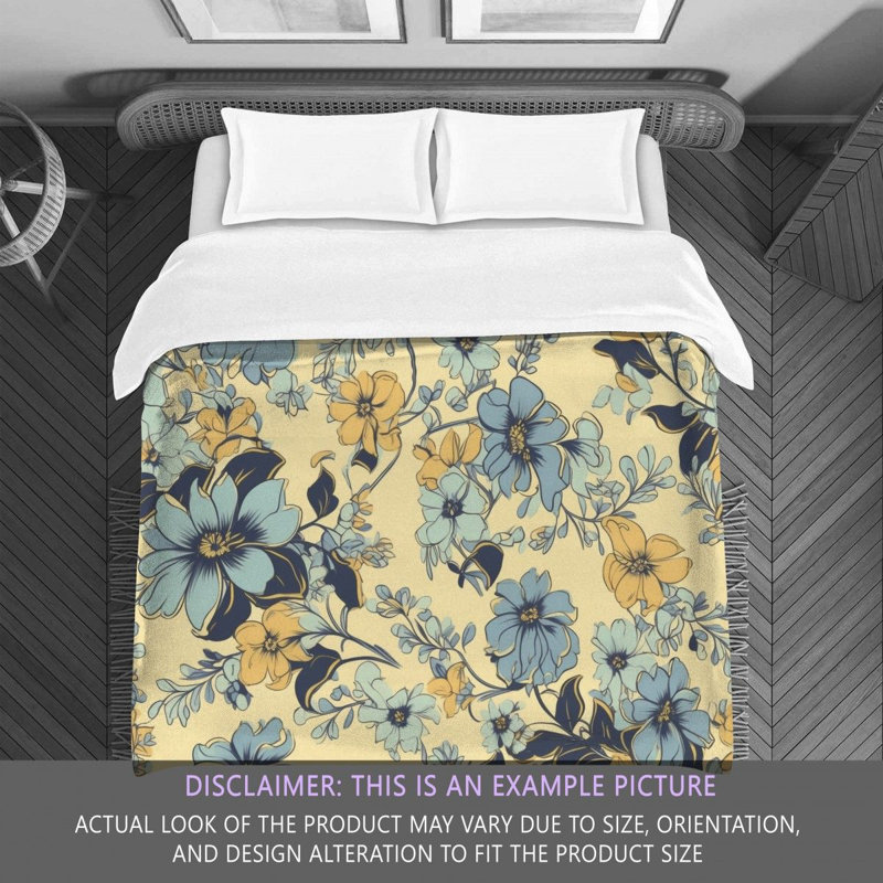 Floral Blue/Yellow Microfiber Comforter, Twin Extra Long Comforter