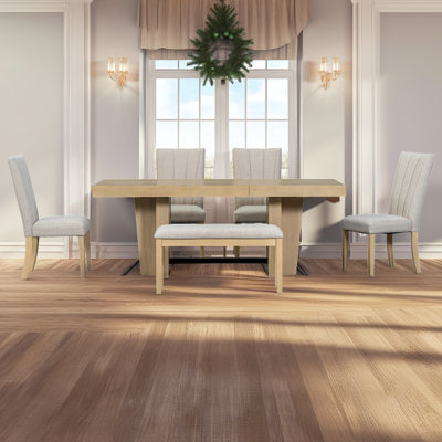 Ensemble de salle à manger 5 pièces avec chaises rembourrées en similicuir, table carrée compacte