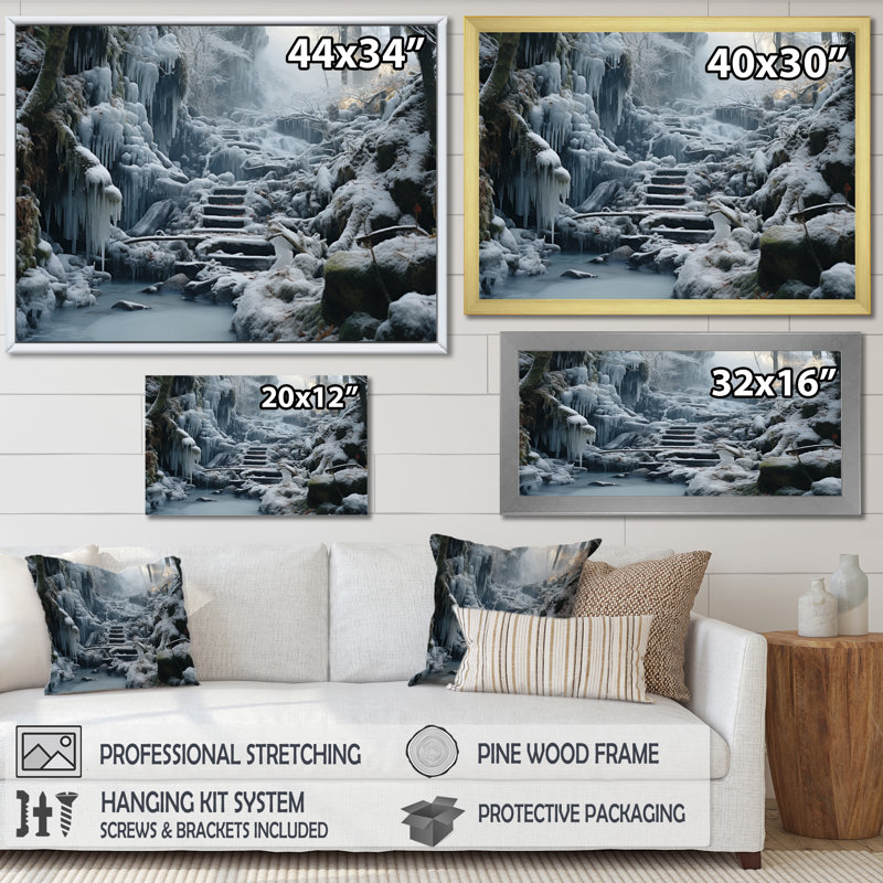 Burtha " Winter Tranquillity Mountains II ", 24" H x 32" W x 1" D, Wrapped Canvas