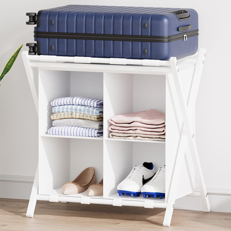 Luggage Rack with storage, White