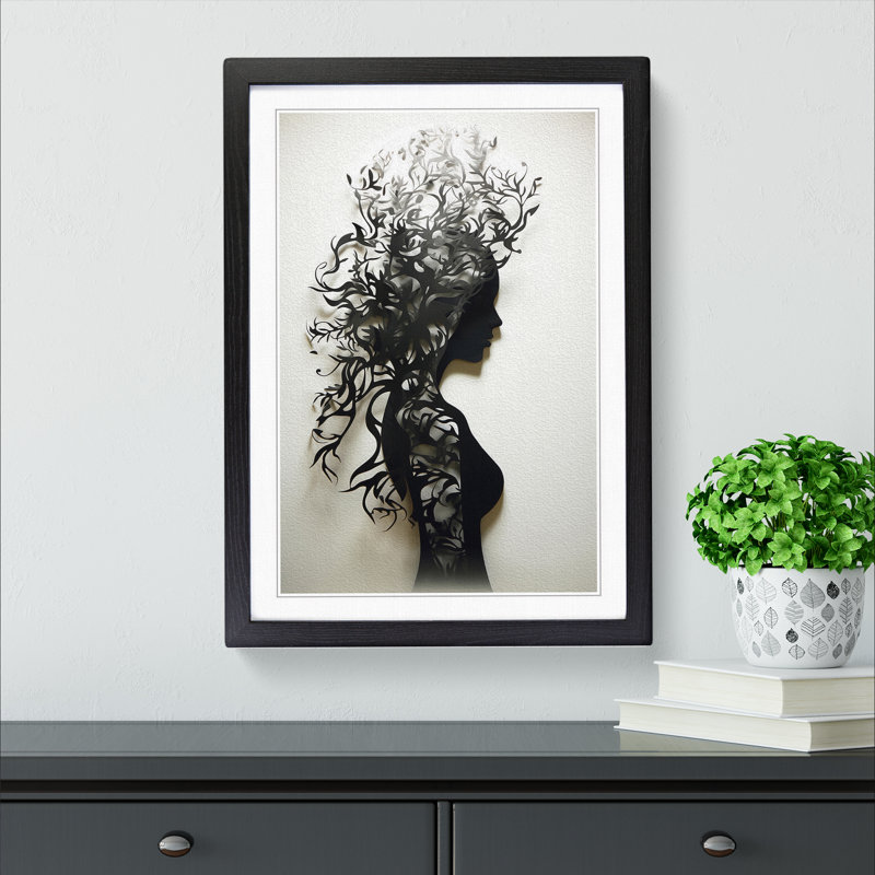Woman Contemporary - Framed Print, 64cm H x 46cm W x 2cm D, Black