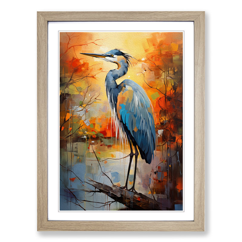 Heron Expressionism Art - Framed Print, 46cm H x 34cm W x 2cm D