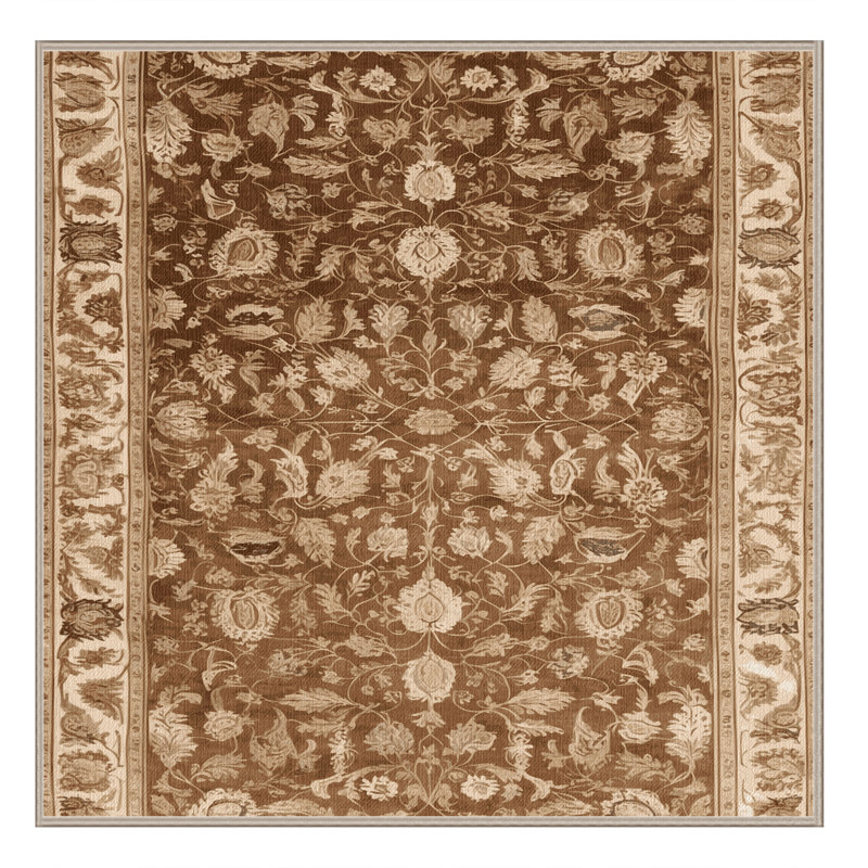 Tapis brun lavable à la machine, Carré 3 pi