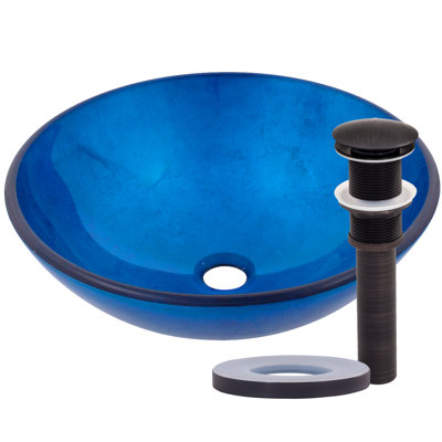 Novatto 16.5'' Blue Glass Circular Bathroom Sink
