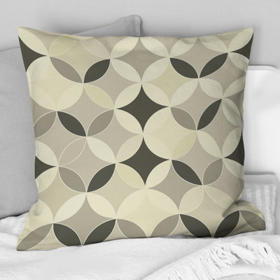 Coussin rétro rétro beige Midcentury Circles IV - Midcentury