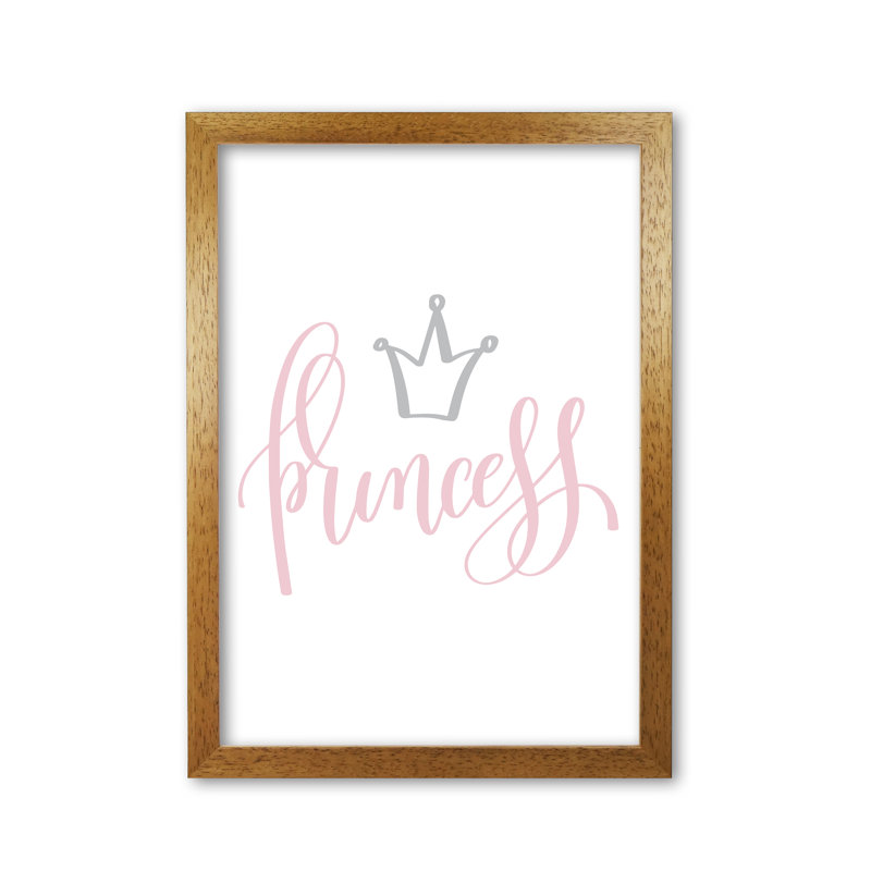 Princess - Print, Honey Oak Frame, 42 cm H x 30 cm W x 5 cm D, Pink/Grey