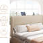 Structure de lit plateforme double avec tête de lit et station de charge, revêtement en velours beige, bruit, facile à assembler, aucun sommier requis, lattes en métal pour le support du matelas - dans la tête de lit,-2075191667