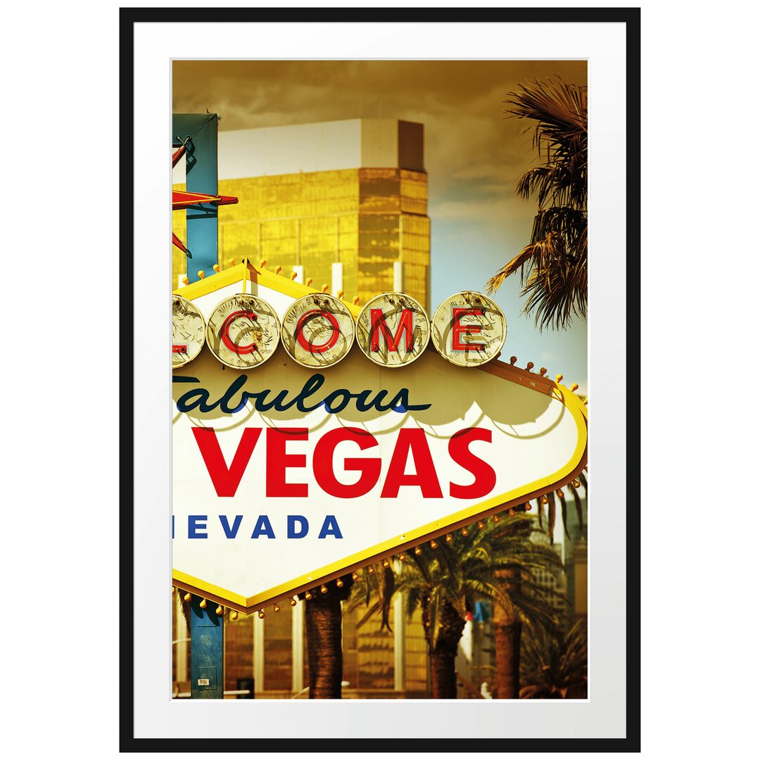 Gerahmtes Poster Las Vegas Ortseingangsschild