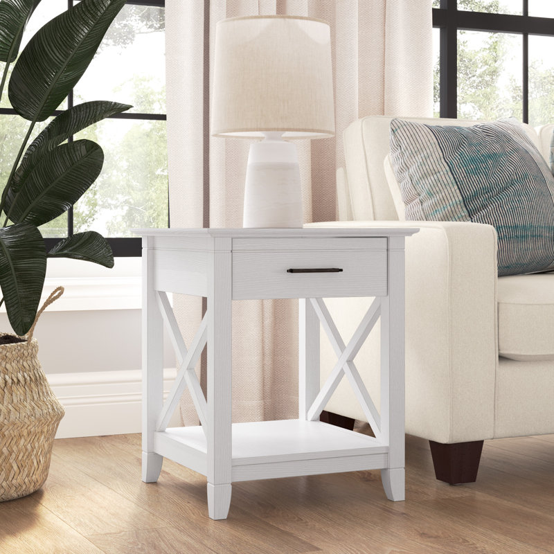 Table de bout avec rangement Huckins, Chêne blanc pur