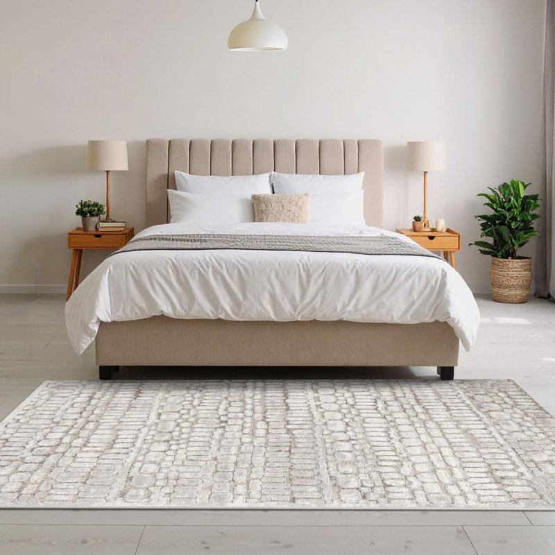 Tapis moderne à formes géométriques, Champignon, 6x9