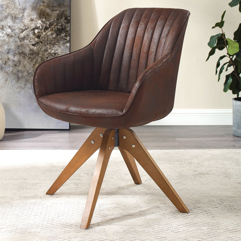 Hayek Upholstered Swivel Armchair, Natural, Black Faux Leather