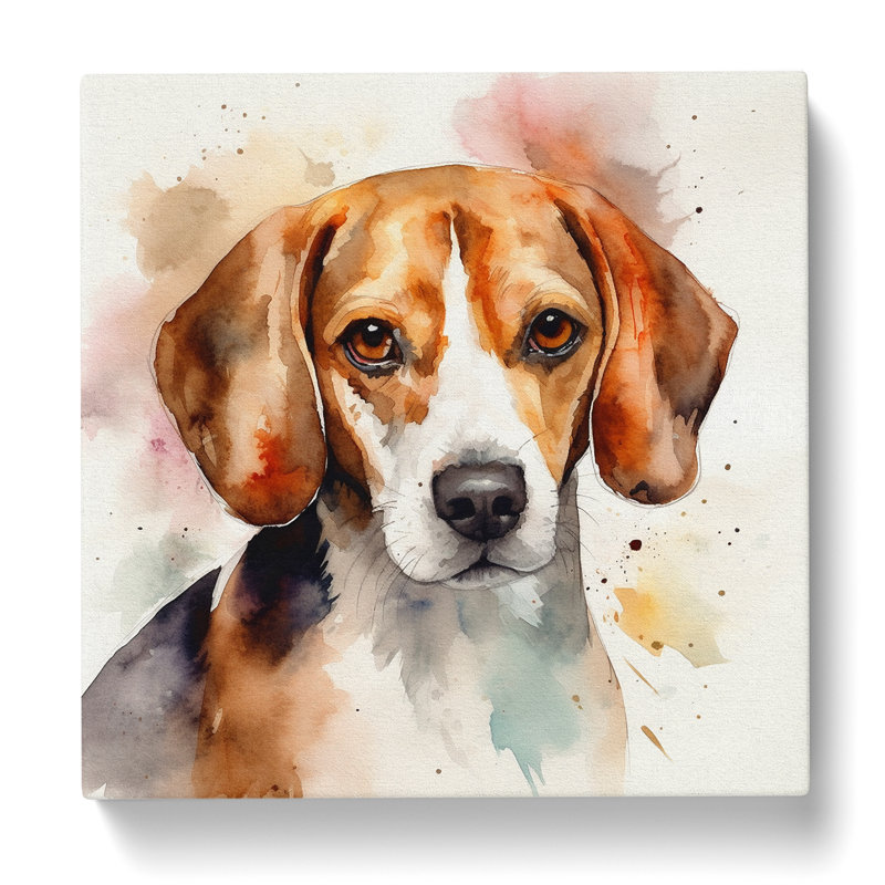 Beagle Watercolour No.1 - Print, 50cm H x 50cm W x 3cm D