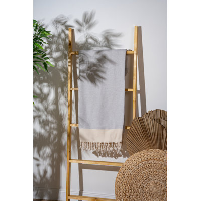 Premium Fouta Beach Towel, Grey, 35.4 x 70.9 inches | 90% Cotton, 10% Polyester, 9.2 oz/sq yd | Machine Washable, Quick-Drying, Luxurious Softness | Ideal for Beach, Pool, Spa, and Travel Use