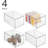 Stackable Plastic Storage Organizer Bins With Pull-Out Drawer For Closet, Cabinet, Shelf, And Dresser Organization - Clear 4-Pack