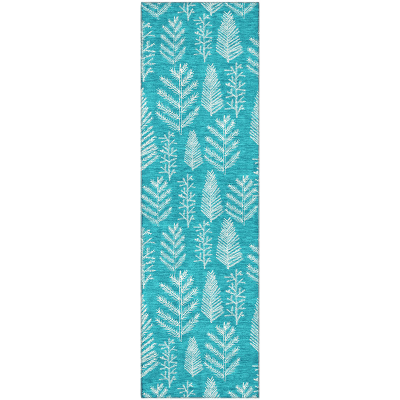 Premium Machine Washable Dockside AMF1813 Christmas Tree Leaves Rug, Runner 2'3" x 7'6"