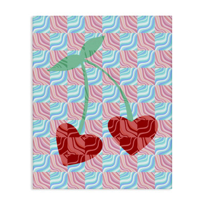 «Groovy Checkered Cherries», art mural sur toile par Daphne Polselli