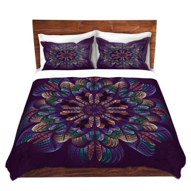 Polyester Floral Duvet Cover, 1 Twin Duvet Cover + 1 Standard Sham, Purple/Blue/Yellow