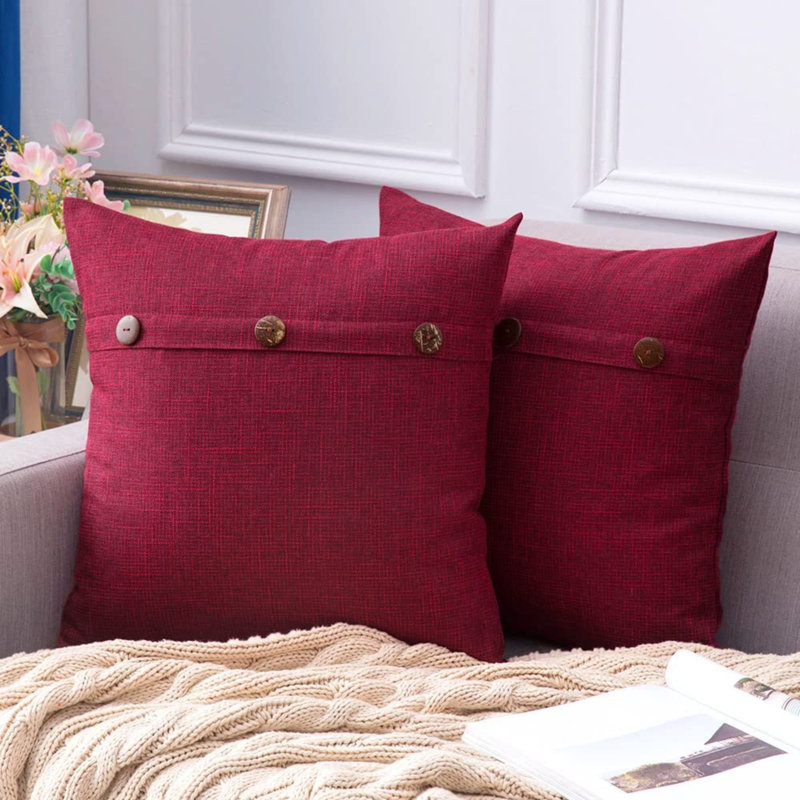 Housse de coussin intérieur / extérieur Linen Blend, Rouge canneberge