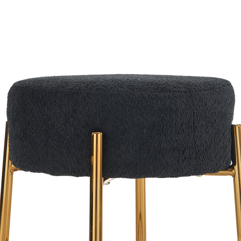 24" Tall, Round Bar Stools, Set Of 2 - Contemporary Upholstered Dining Stools For Kitchens, Coffee Shops And Bar Stores - Includes Sturdy Hardware Support Legs