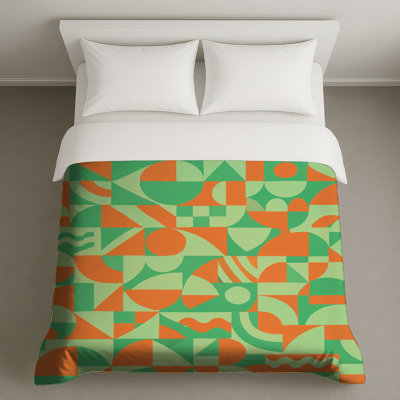 Geometric Abstract Green Orange Duvet Covers