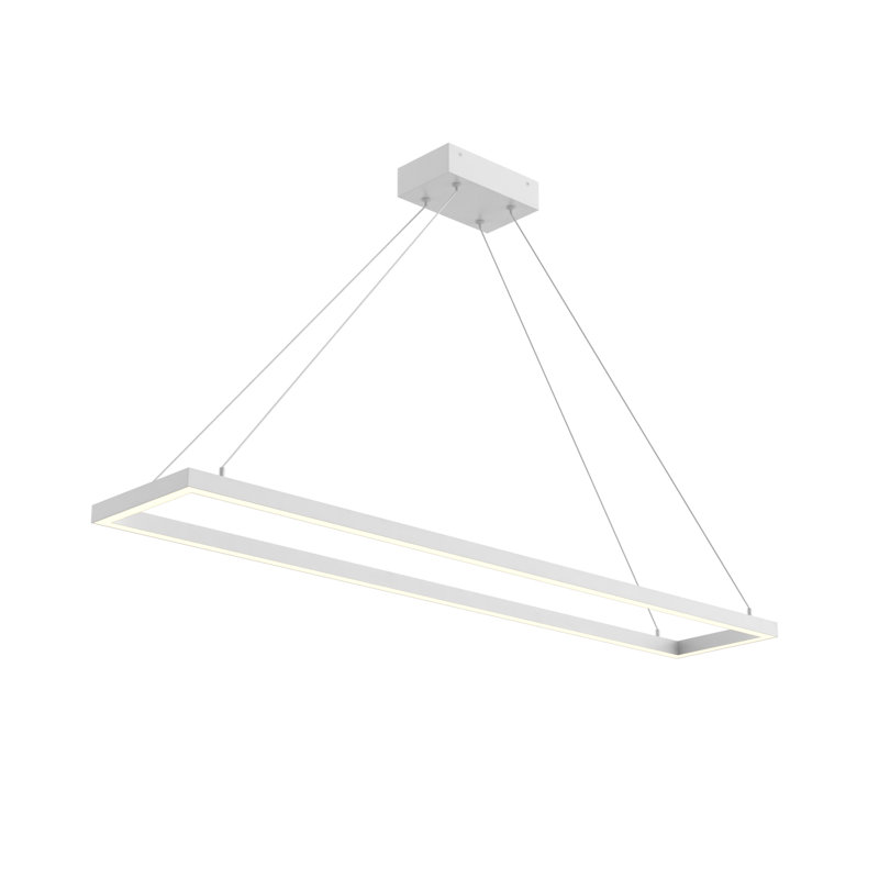 Piazza Dimmable LED Square / Rectangle Chandelier, White, 1.375" H x 47.25" W x 8.625" D