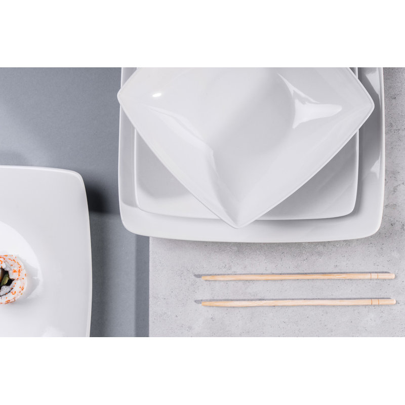 Arcanum Piece Ceramic Dinnerware Set - Service for 6, White