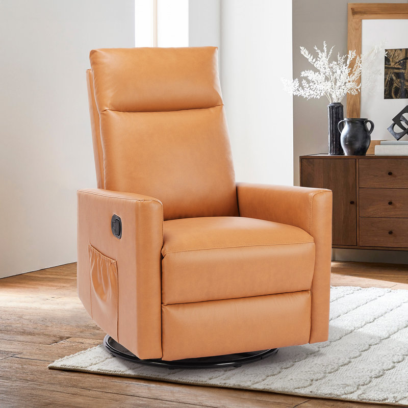 Ebern Designs 3-Position Manual Recliner with Side Pockets , Light Brown Faux Leather