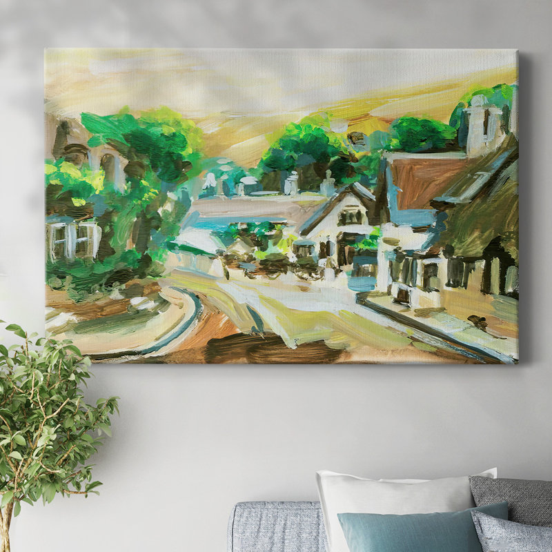 «Spring Village II», toile tendue avec châssis, H 12 po x l 18 po