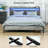 Bed Frame With Headboard, Platform Bed Frame With LED Lights, Charging Station, 3-Tier Storage Shelf, Steel Slats, Easy Assembly & Noise-Free With No Box Spring Needed, Walnut-787083716-787083738