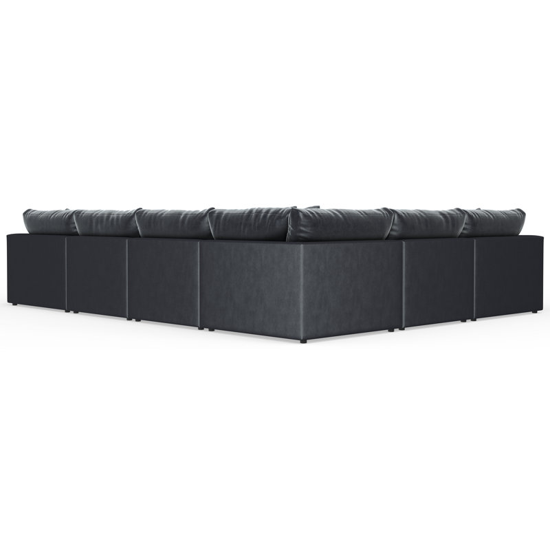 Canapé modulaire de 6 pièces avec 1 repose-pieds inclus Nyrie, Bleu / polyester gris