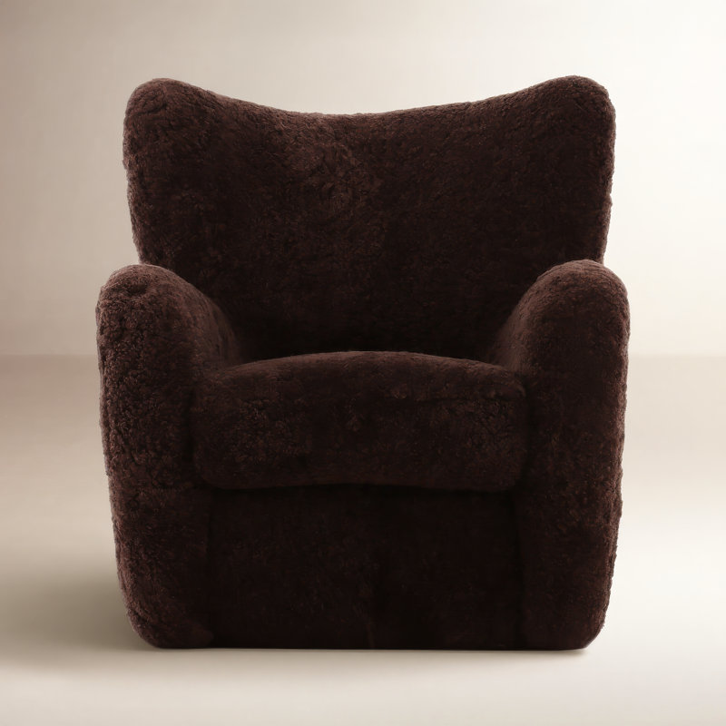 Bristow Wingback Chair, Cocoa Shearling