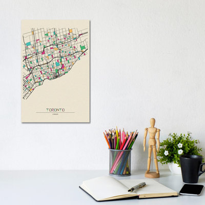 Toronto, Canada Map by Ayse Deniz Akerman - Wrapped Canvas Gallery-Wrapped Canvas Giclée