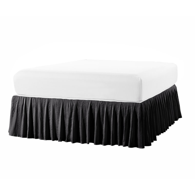 Pleated Bed Skirt, King, Jet Black